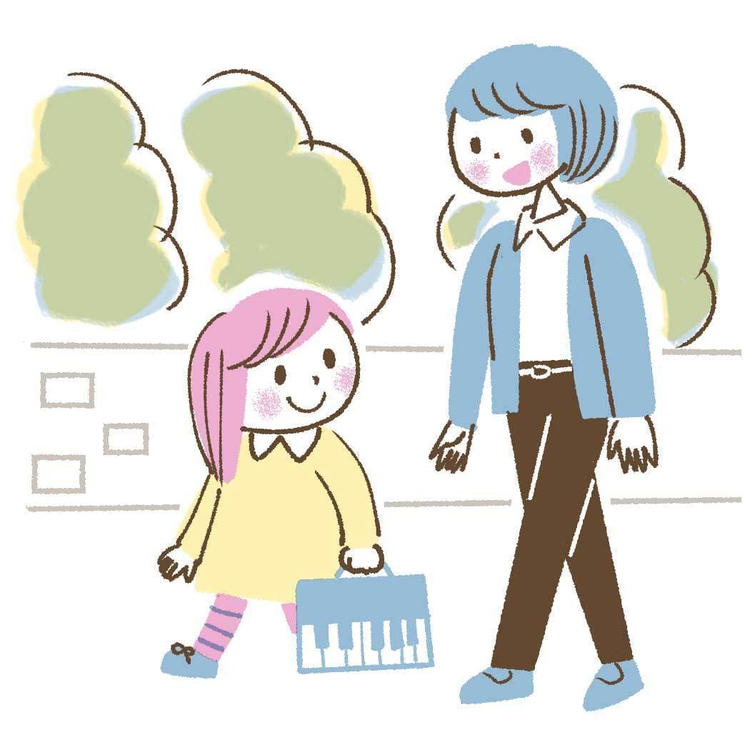 習い事への付添いイラスト